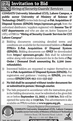 COMSATS University Islamabad Tender Notice